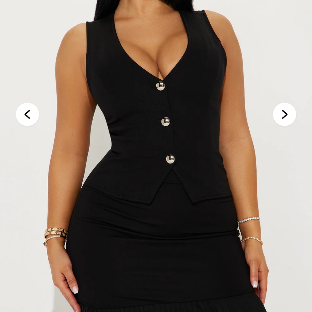 Stylish Black Buttoned Vest Dress Fashion Nova